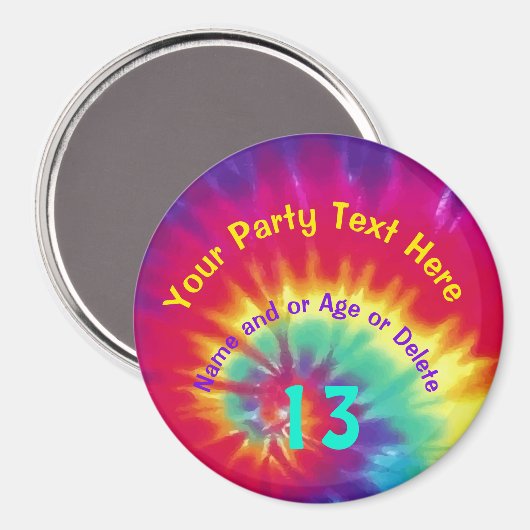 可愛い絞り染め誕生日会がテキストで好き マグネット (正面/裏面)