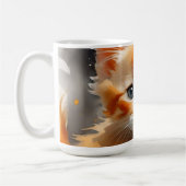 可愛い絵を描オレンジ色の猫 コーヒーマグカップ (左)