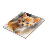 可愛い絵を描オレンジ色の猫 タイル (側面)