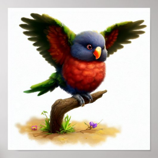 可愛い絵を描山のデジタルAPO Lorikeet ポスター (正面)