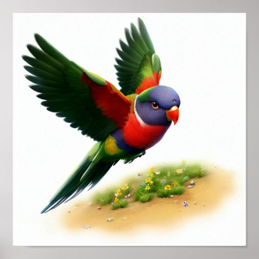 可愛い絵を描山のデジタルAPO Lorikeet ポスター (正面)