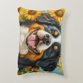 可愛い絵を描犬の素朴ひまわり アクセントクッション (裏面(縦))