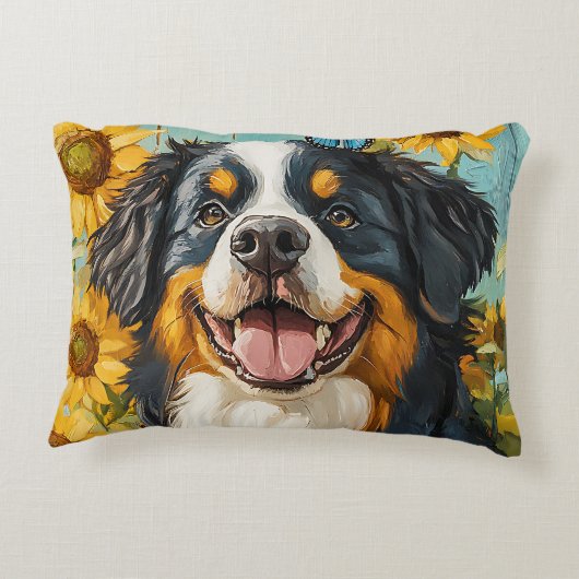 可愛い絵を描犬の素朴ひまわり アクセントクッション (裏面)