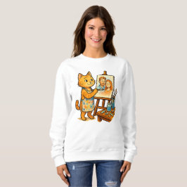 可愛い絵を描猫がTシャツのポートレート スウェットシャツ