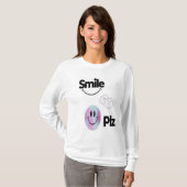 可愛い絵文字の純白ティー顔&ビ前向きーブ Tシャツ (正面フル)