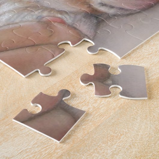 可愛い絵画子犬を抱いた現実の子ども ジグソーパズル (側面)