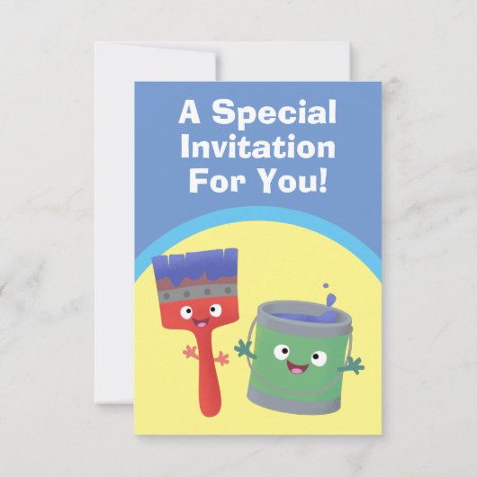 可愛い絵筆絵を描と漫画のキャラクター 招待状 (裏面)