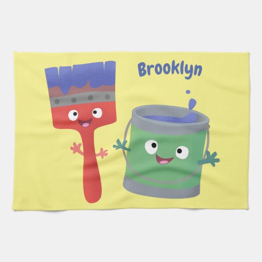 可愛い絵筆絵を描と漫画 キッチンタオル (横)