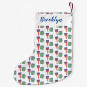 可愛い絵筆絵を描と漫画 スモールクリスマスストッキング (裏面)