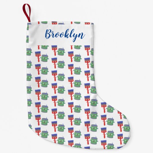 可愛い絵筆絵を描と漫画 スモールクリスマスストッキング (正面)