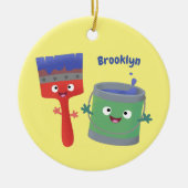 可愛い絵筆絵を描と漫画 セラミックオーナメント (正面)