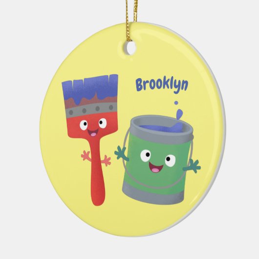 可愛い絵筆絵を描と漫画 セラミックオーナメント (左)