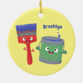 可愛い絵筆絵を描と漫画 セラミックオーナメント (裏面)