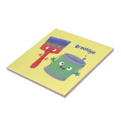 可愛い絵筆絵を描と漫画 タイル (側面)