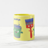 可愛い絵筆絵を描と漫画 ツートーンマグカップ (中央)