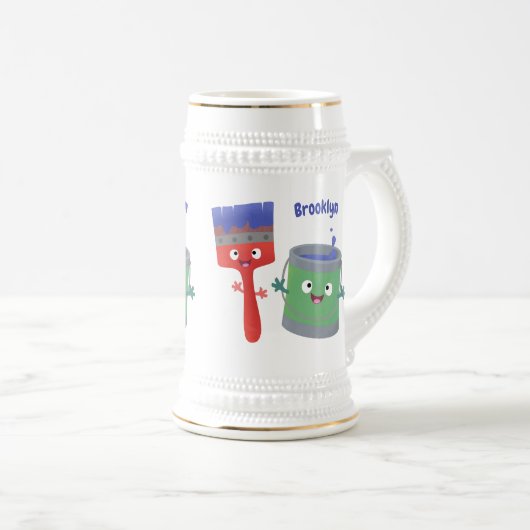 可愛い絵筆絵を描と漫画 ビールジョッキ (正面右)