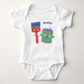 可愛い絵筆絵を描と漫画 ベビーボディスーツ (正面)