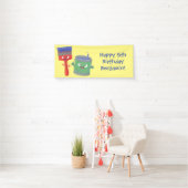 可愛い絵筆絵を描と漫画 横断幕 (インサイチュ)