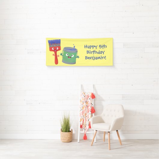 可愛い絵筆絵を描と漫画 横断幕 (インサイチュ)