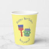 可愛い絵筆絵を描と漫画 紙コップ (裏面)