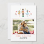 可愛い綿色くるみクラッカー写真クリスマス シーズンカード (正面)