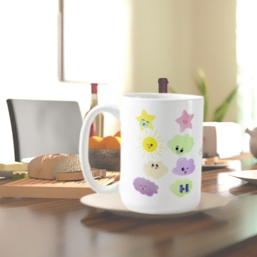 可愛い緑と紫の雲、誕生日パーティギフト コーヒーマグカップ