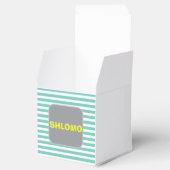 可愛い緑と黄色のアップシェストライプのリンの好意ボックス フェイバーボックス (オープン)