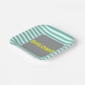 可愛い緑と黄色のストライプのアップシェリンプレート2.0 ペーパープレート (傾斜あり)