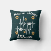 可愛い緑に猫が足で赤んモダンだおもしろい クッション (裏面)