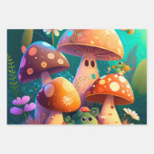 可愛い緑のかわいいベビーのクローム ラッピングペーパーシート (正面3)