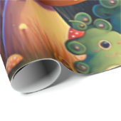 可愛い緑のかわいいベビーのクローム ラッピングペーパー (ロールコーナー)