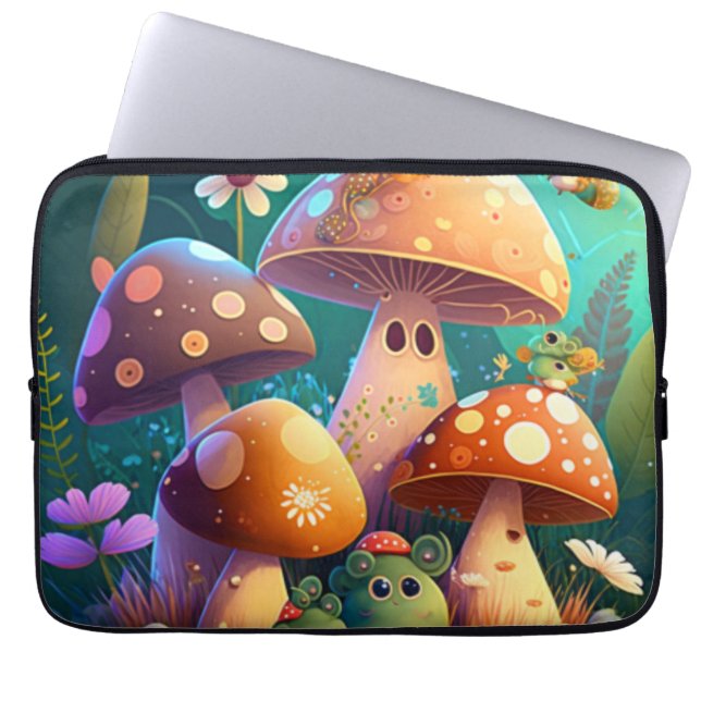 可愛い緑のかわいいベビーのクローム ラップトップスリーブ (正面)