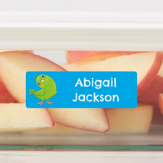 可愛い緑のインコパーソナライズされたン ラベル (貼付)