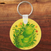 可愛い緑のカエル絵画の絵 キーホルダー (正面)