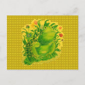 可愛い緑のカエル絵画の絵 ポストカード (正面)