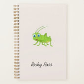 可愛い緑のキリギリス紫 プランナー手帳 (正面)