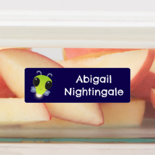 可愛い緑のグローバグ蛍の漫画パーソナライズされた ラベル