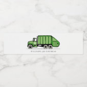 可愛い緑のゴミートラック子供たち任意の年齢誕生日 ペットボトルラベル (シングルラベル)