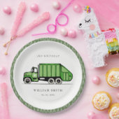 可愛い緑のゴミートラック子供たち任意の年齢誕生日 ペーパープレート (パーティー)
