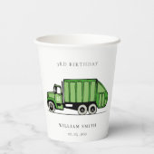 可愛い緑のゴミートラック子供たち任意の年齢誕生日 紙コップ (裏面)