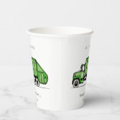 可愛い緑のゴミートラック子供たち任意の年齢誕生日 紙コップ (右)