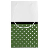 可愛い緑のドット黄色のローズシェブロン弓と名前 スモールペーパーバッグ (裏面)