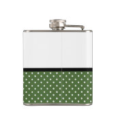 可愛い緑のドット黄色のローズシェブロン弓と名前 フラスク (裏面)