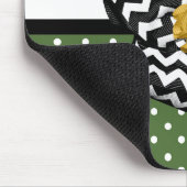 可愛い緑のドット黄色のローズシェブロン弓と名前 マウスパッド (コーナー)