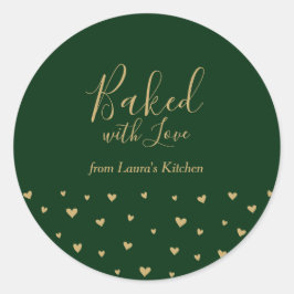 可愛い緑のハート焼いたとラブパッケージのシール ラウンドシール