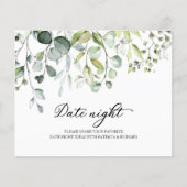 可愛い緑のブライダルシャワーデイトナイトジャールカード (正面)