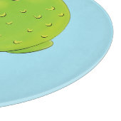 可愛い緑の好奇心のインコ漫画イラストレーション カッティングボード (角)