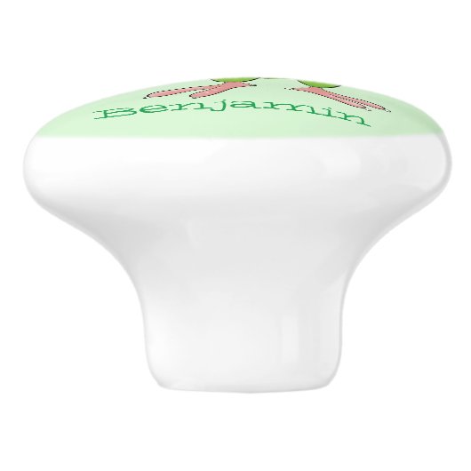 可愛い緑の好奇心のインコ漫画イラストレーション セラミックノブ (側面)