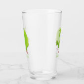 可愛い緑の好奇心のインコ漫画イラストレーション タンブラーグラス (右)