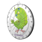 可愛い緑の好奇心のインコ漫画イラストレーション ダーツボード (正面右)